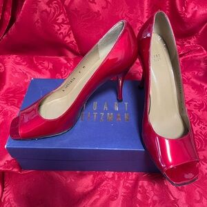 Stuart Weitzman Red Stiletto Heels Classic Design